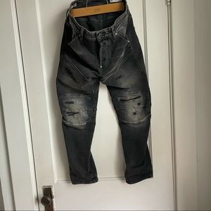 G-Star Raw Restored Denim 3D Slim 5620. Black, distressed moto jeans 30x30